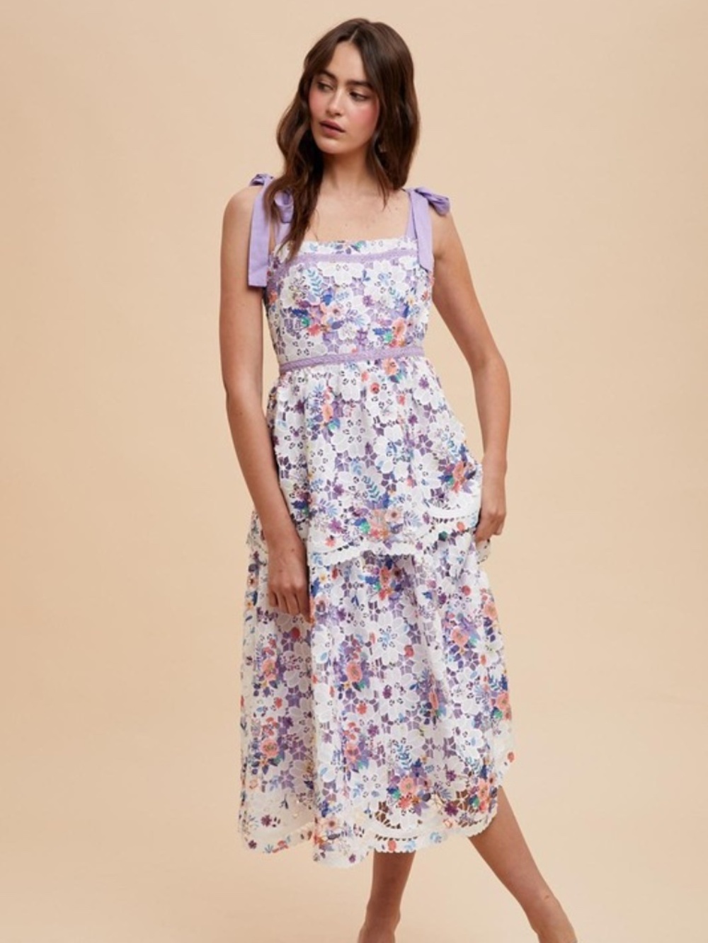 Crochet Lace Floral Maxi Dress